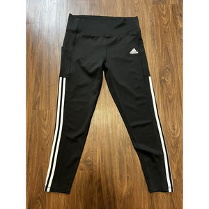 Adidas Aeroready Pants Size Large Womens Black Polyester Striped Sporty
